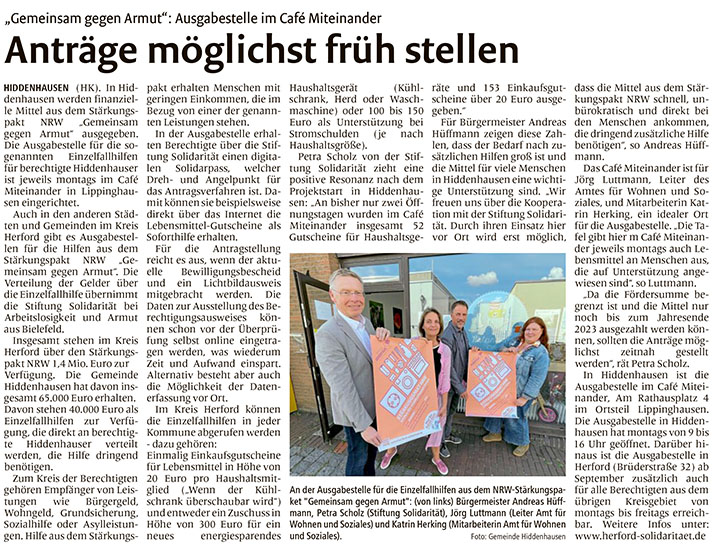 Presseartikel aus dem Westfalen-Blatt vom 8. August 2023